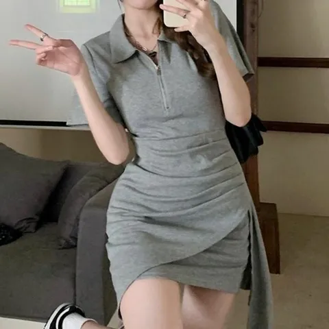카라 랩디자인 집업 데일리룩 캐주얼룩 원피스 캐주얼