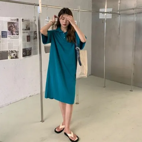 스타일 카라넥원피스 티셔츠 기본 카라넥 무지 카라원
