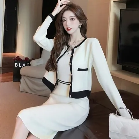 나시 라운드투피스 하객 금장 가디건투피스 가디건 라