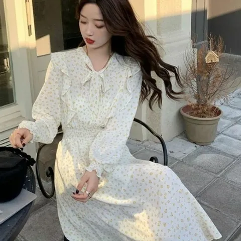 스타일 허리 러플 원피스 청순 라인 밴딩 미니원피스