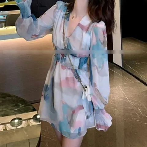 느낌 허리팔목 하늘하늘한 여름원피스 미니원피스 셔
