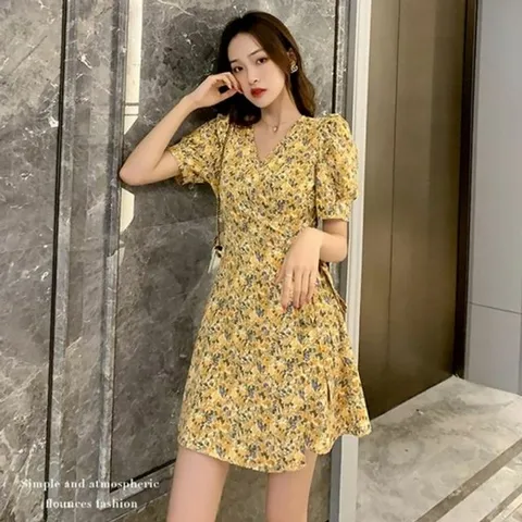플라워 여리여리한원피스 반팔 브이넥 로맨틱 플라워