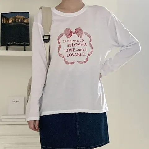 [애슬릿] 국내생산 여성 봄 면 100% 긴팔 티셔츠