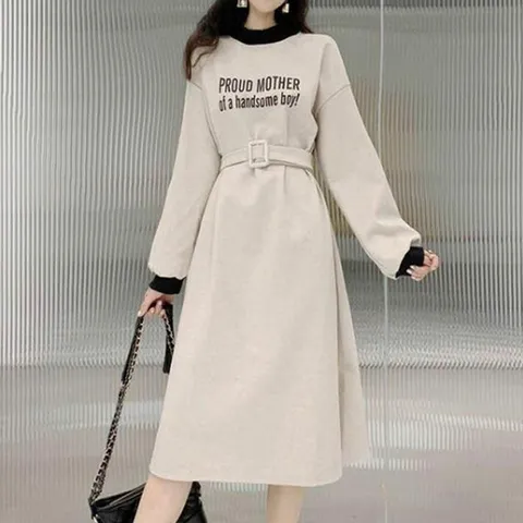 밑트임 레터링 데일리원피스 긴팔 여성원피스 원피스