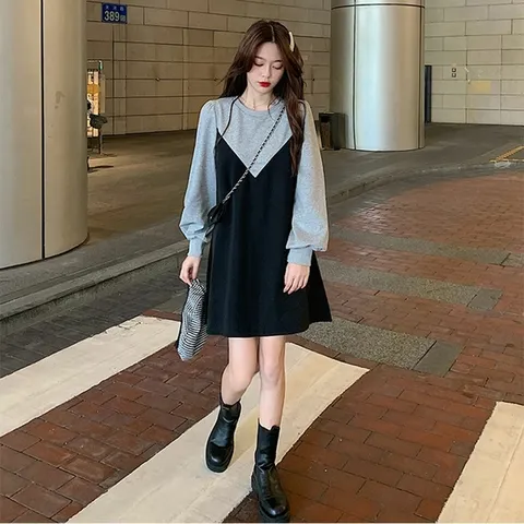 A라인 데일리 원피스 라운드넥 플레어원피스 캐주얼