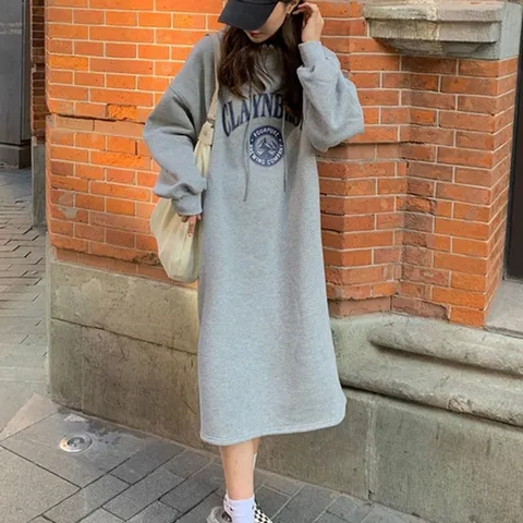 여성원피스 원피스 포인트 레터링 절개 안감 기모 롱