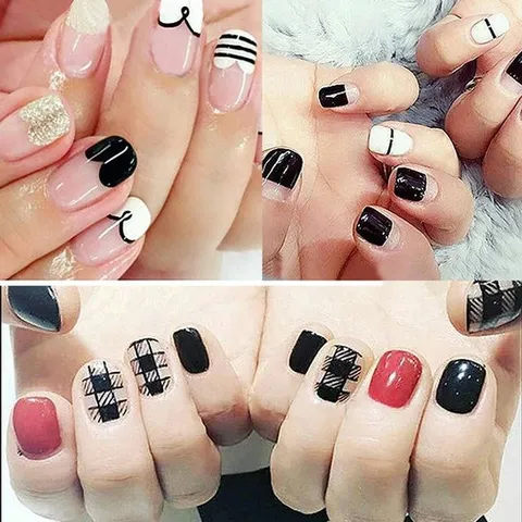 다크블랙네일스티커 네일 붙이는네일 셀프 패디네일 (W1E28B7)