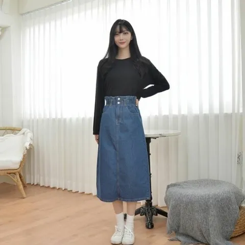 롱 진청 교복 교복몰 롱스커트 투버튼밴드 GBM 청스커