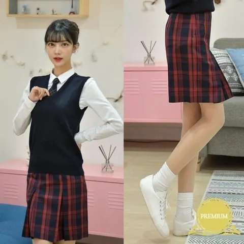 치마 교복 레드블랙 교복사이즈 교복몰 교복치마