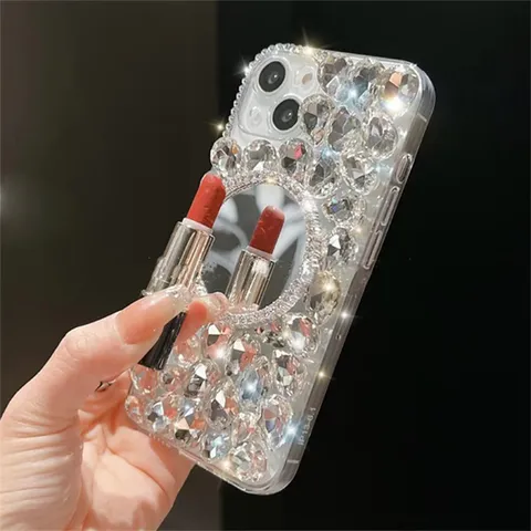 아이폰15/Pro/Plus/Pro Max 큐빅 스마트톡 쥬얼리 미러 케이스