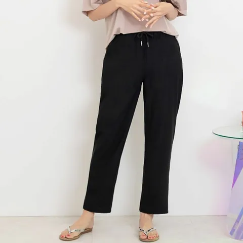 시원한 여름 밴딩 포켓 포인트 실용 여성 심플 긴바지