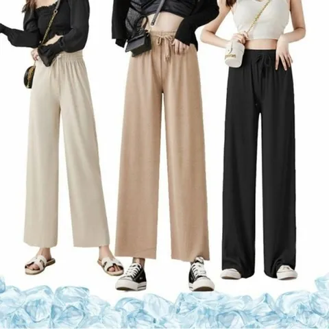 쿨링 통바지 여름 밴딩 와이드팬츠 와이드 편한바지