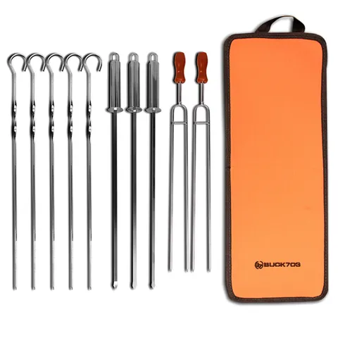 BUCK703 땡가격 SALE 캐롯 캠핑 바베큐 꼬치세트 10개 바베큐그릴 밀키트 캠핑음식 화로대 캠핑꼬치