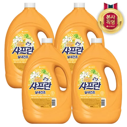 [10%쿠폰] 샤프란 실내건조 로맨틱 코튼 용기 3.1L 4개
