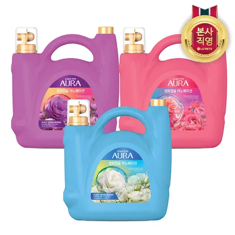 [10%쿠폰] 아우라 생화캡슐 초고농축 대용량 섬유유연제 5.5L x 1개 (3종 택1)
