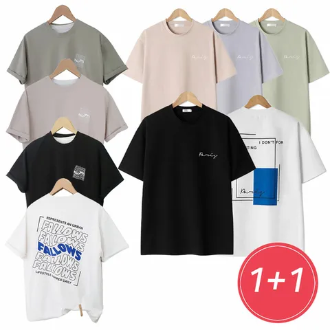[1+1]남성 여름 국산 라운드 분또 반팔 티셔츠 2종세트 무료배송