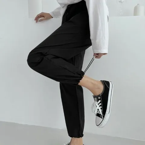 여성 트레이닝 바지 여자 조거 팬츠 츄리닝 바지 블랙