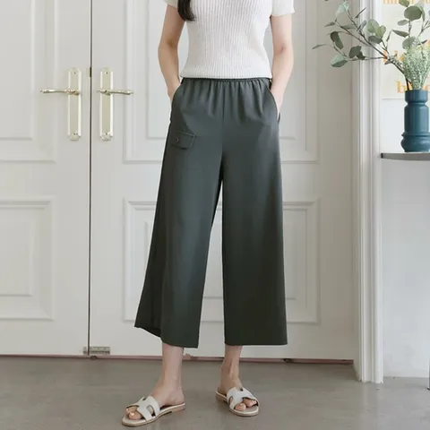 여자 여름 엄마옷 쿨 찰랑 통바지 슬랙스 와이드 팬츠