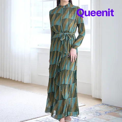 [플리츠31] (88까지)유니크블럭롱블라우스+팬츠+벨트SET_QK4SSE009C