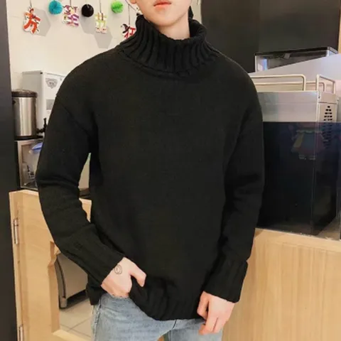 사색 남자 베이직 터틀넥 니트티 로카티 머슬핏