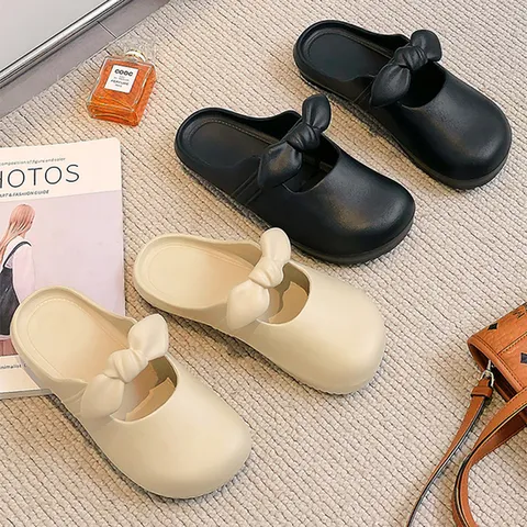 1+1 러블리 리본 플랫 슬리퍼 여성 여름 신발