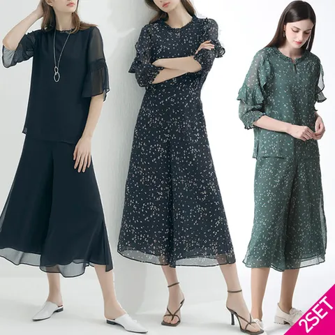 2SET [르오트(LeOT)] 썸머 요로 쉬폰 셋업 2종세트