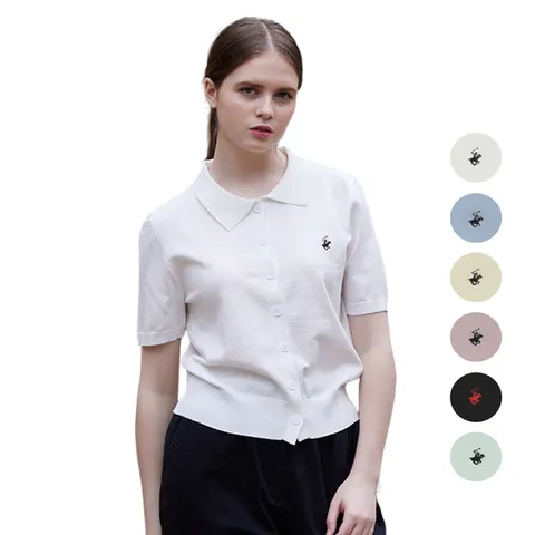 [비버리힐스폴로클럽] 여성 카라 반팔 니트가디건 6종택1 TK221 _A