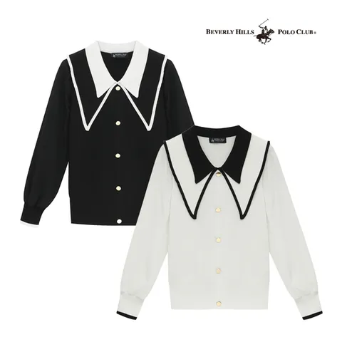 [비버리힐스폴로클럽] 여성 숄더 포인트 배색라인 니트 2종택1 TK234 _A