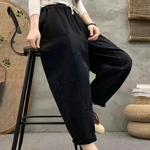 [애슬릿] 여성 핀턱 포인트 고무줄 배기 팬츠 바지