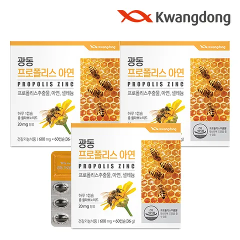 광동 프로폴리스 아연 60캡슐 3박스(6개월분) / 플라보노이드 셀레늄