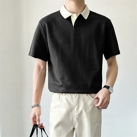 [깨비몰]남성 여름 단카라 피케 티셔츠 슬릭넥 반팔티