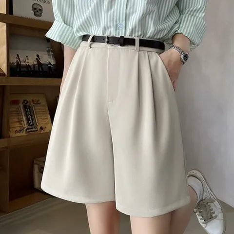 [깨비몰] 여성 세미 정장핏 5부 반바지 와이드 팬츠