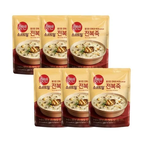 [CJ제일제당] 햇반 소프트밀 전복죽 420g 6개
