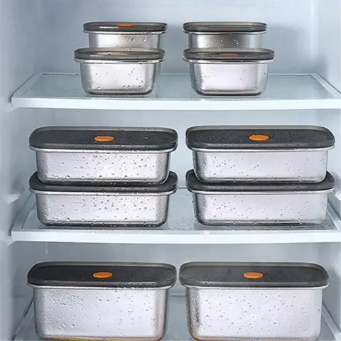 [마이모노샵] 주방 냉장고 음식 반찬 밀폐 보관 스텐 원터치 찬통