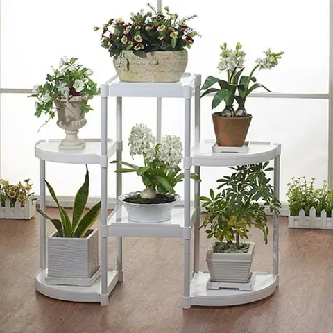 [마이모노샵] 베란다 거실 소품 장식품 화분 진열 화이트 6단선반