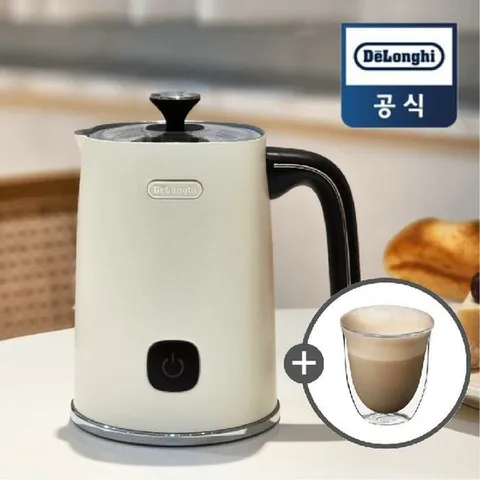 드롱기 구름치노 화이트 우유거품기+카푸치노잔 집들이 선물 홈카페 /AWS