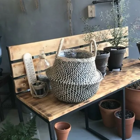 컬러 해초바구니- 2중비닐 왕골 화분커버(소형) 17x25