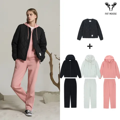 24FW 팻무스 여성 클라우드 패딩 기모 셋업 3종