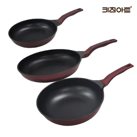 키친아트 금상첨화 티타늄코팅 IH 인덕션가능 후라이팬세트 3종A(후24+28+궁28)