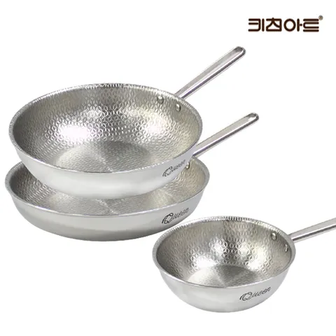 키친아트 퀸엠보 통5중 스텐레스 IH 인덕션가능 후라이팬세트 3종C(후28+궁20+28)