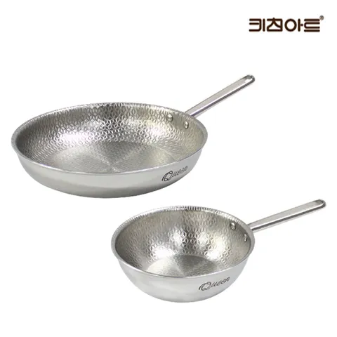 키친아트 퀸엠보 통5중 스텐레스 IH 인덕션가능 후라이팬세트 2종E(후28+궁20)