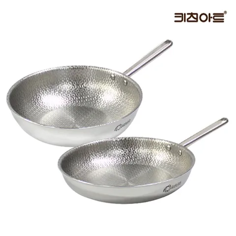 키친아트 퀸엠보 통5중 스텐레스 IH 인덕션가능 후라이팬세트 2종B(후28+궁28)