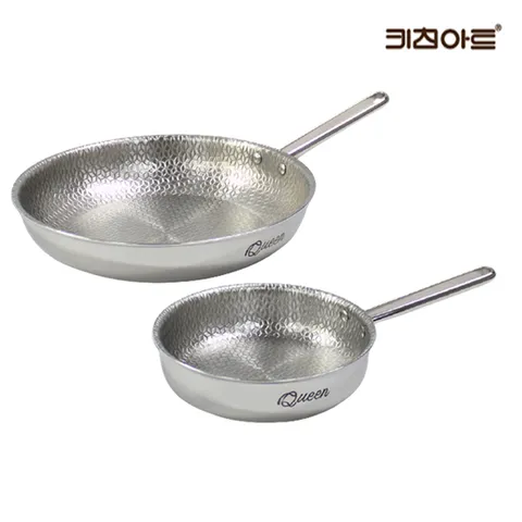 키친아트 퀸엠보 통5중 스텐레스 IH 인덕션가능 후라이팬세트 2종C(후20+28)