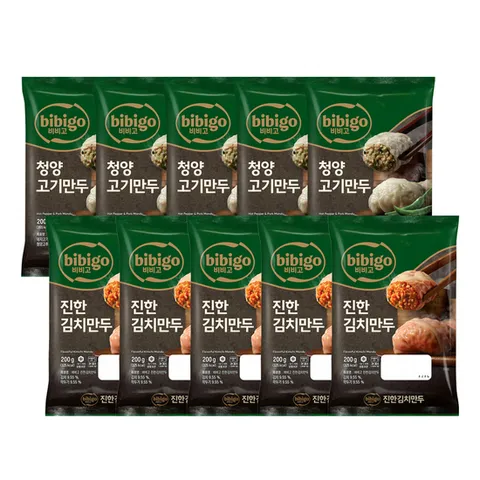 [CJ]비비고 청양고기만두 200g x5봉 + 진한김치만두 200g x5봉