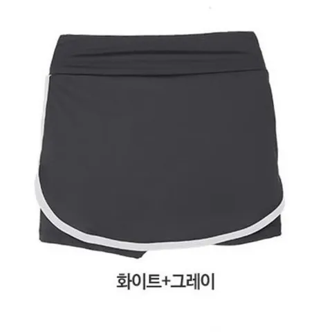 [오노마] ONM 여성 요가웨어 레쉬가드 3부 치마레깅스 화이트그레이
