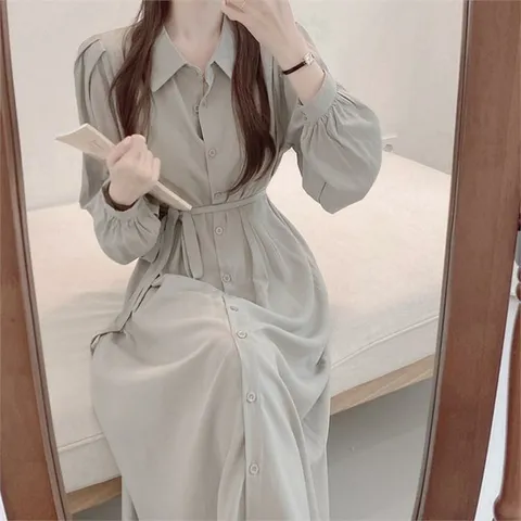 [오노마] ONM 톤다운 단아한 셔링 벨트 롱원피스 2col