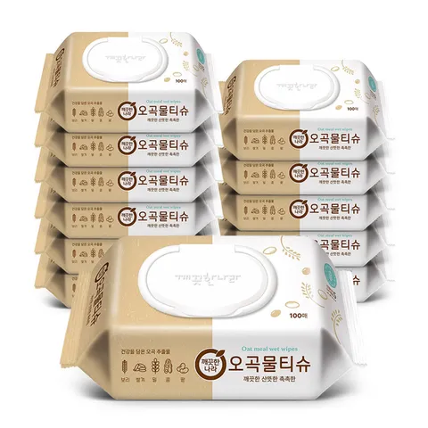 깨끗한나라 오곡 물티슈 캡형 100매 12개