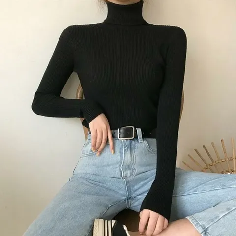 [오노마] ONM 여성목폴라 무지 골지 목폴라 니트 목티 깔끔