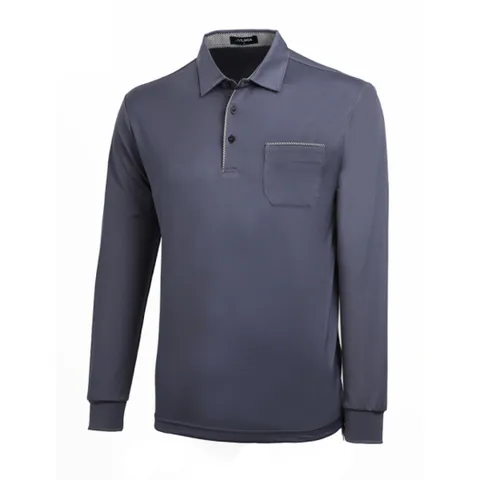 남성 가을 부드러운 스판 카라넥 티셔츠 LV2-KAA-370-그레이