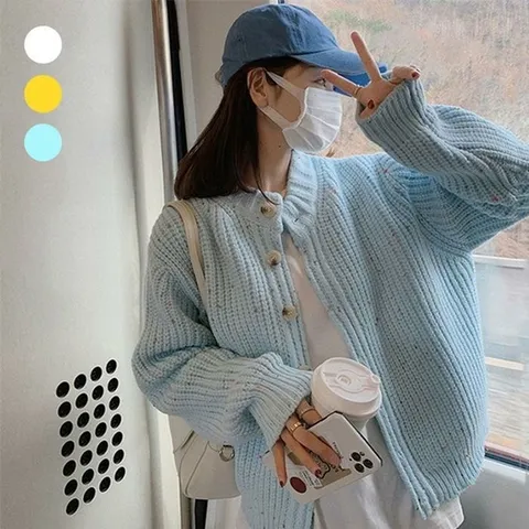 [오노마] ONM 여성 컬러풀 출근룩 라운드넥 가디건 여리여리